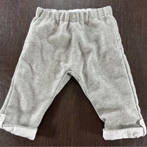 Laran Jinha Gray Herringbone Baby Pants with cuffs and pearl buttons Sz 12 Mo
